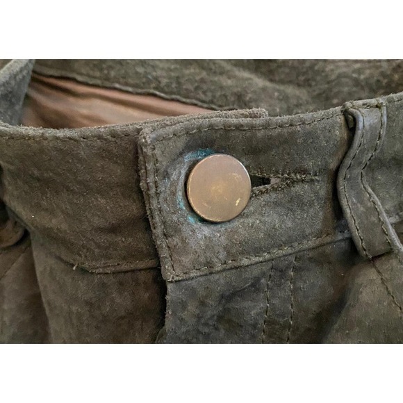 Vintage Lew Magram Womens Olive Green Leather Straight Leg Pants Lined Size 8 - Picture 8 of 9